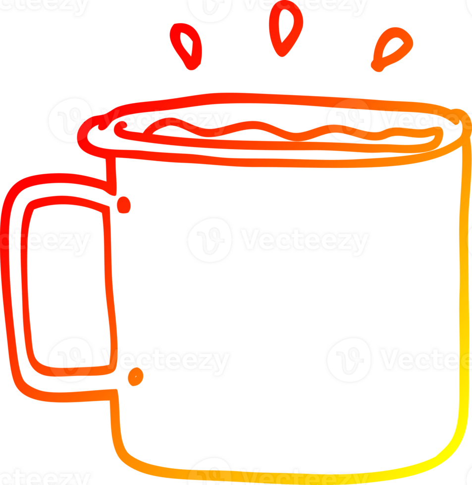 warm gradient line drawing cartoon camping cup of coffee png