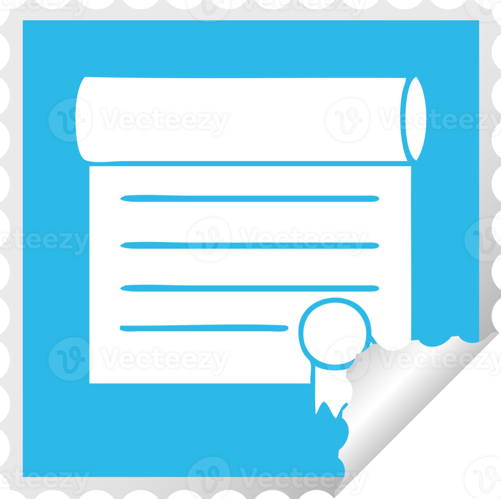 square peeling sticker cartoon certificate png