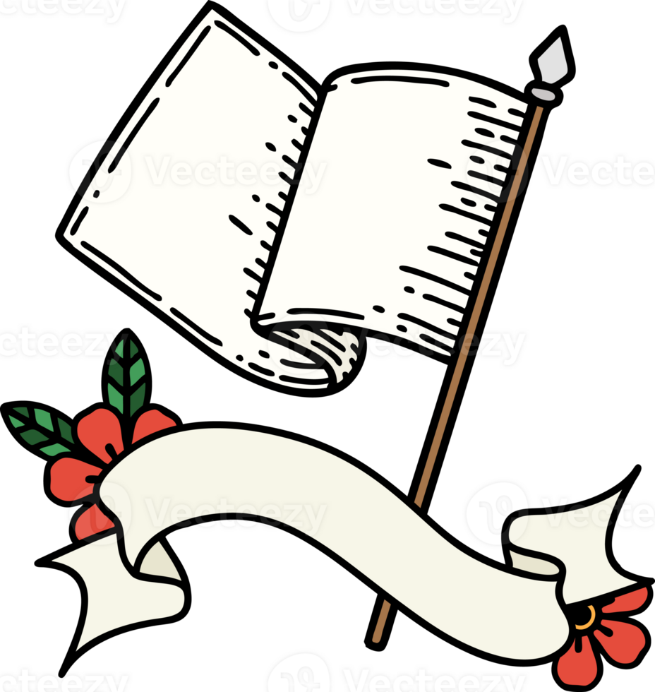 tattoo with banner of a white flag png