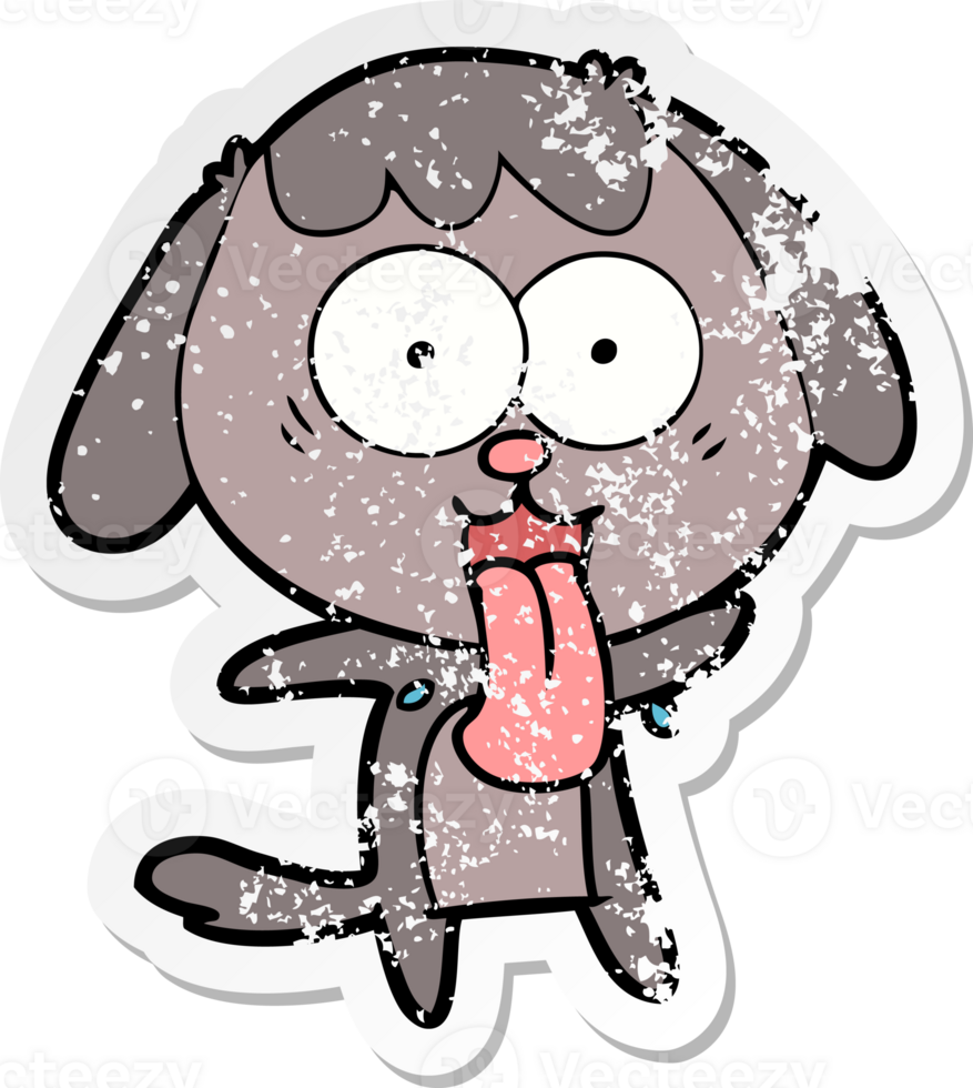 distressed sticker of a cute cartoon dog png