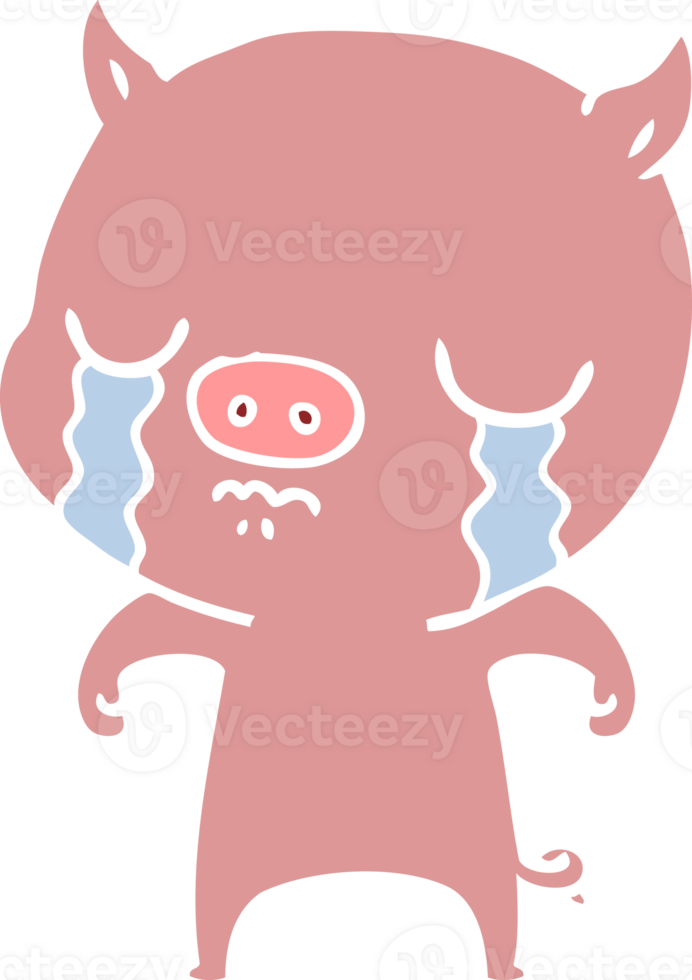 flat color style cartoon pig crying png