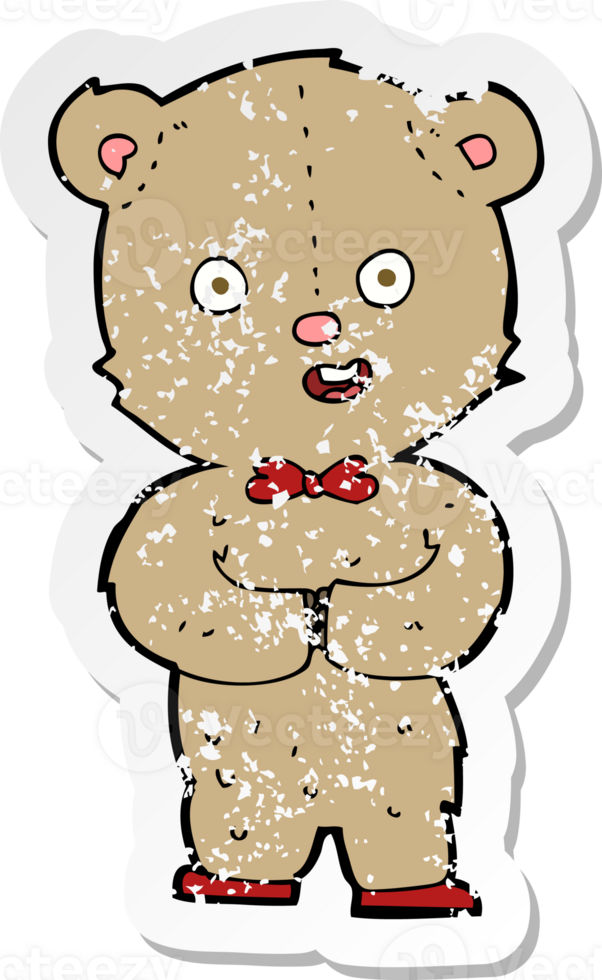 retro distressed sticker of a cartoon teddy bear png