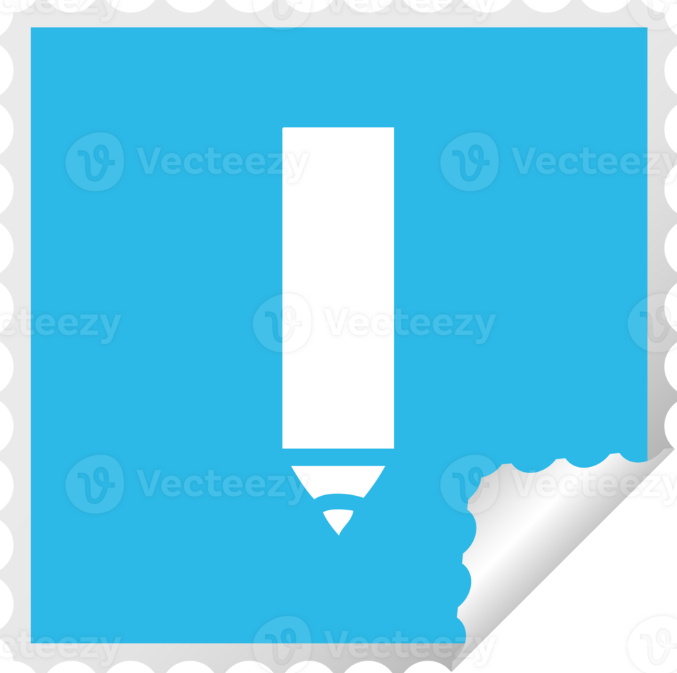 square peeling sticker cartoon red pencil png