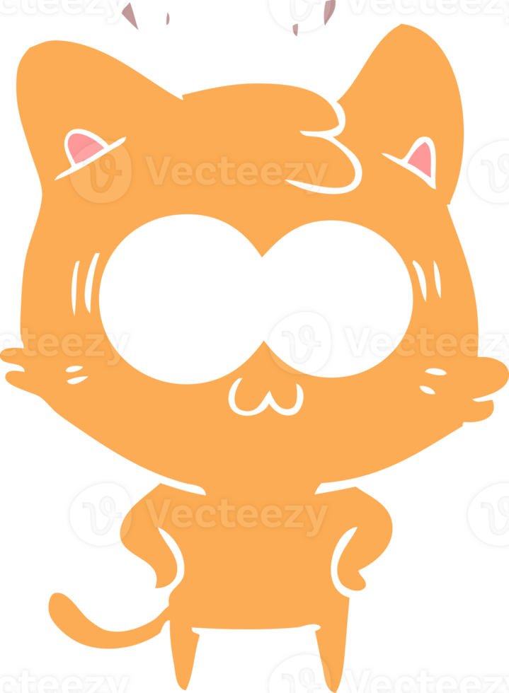 flat color style cartoon surprised cat png