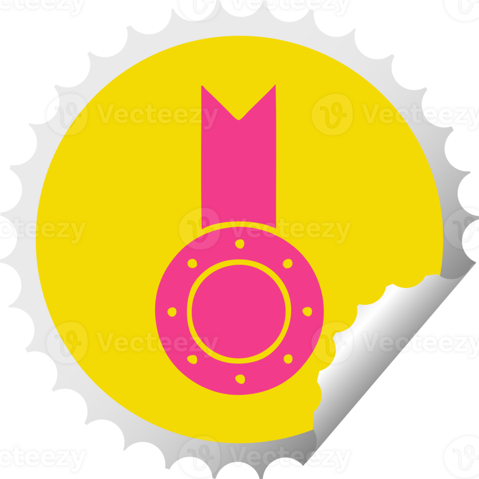 circular peeling sticker cartoon gold medal png