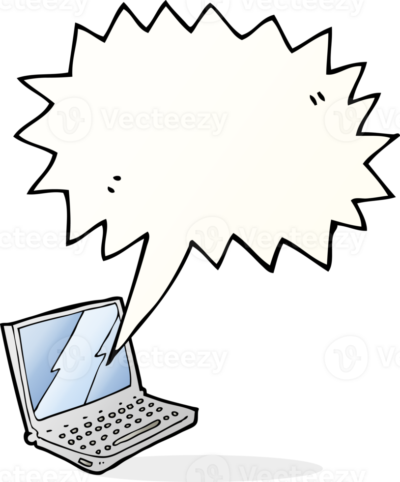 cartoon laptop computer with speech bubble png
