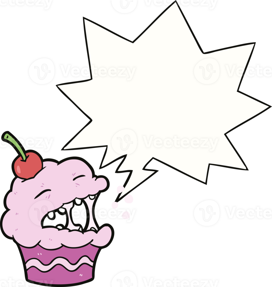 funny cartoon cupcake and speech bubble png