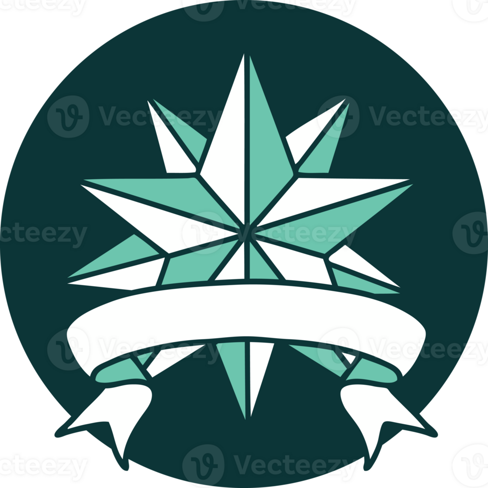 icon with banner of a star png