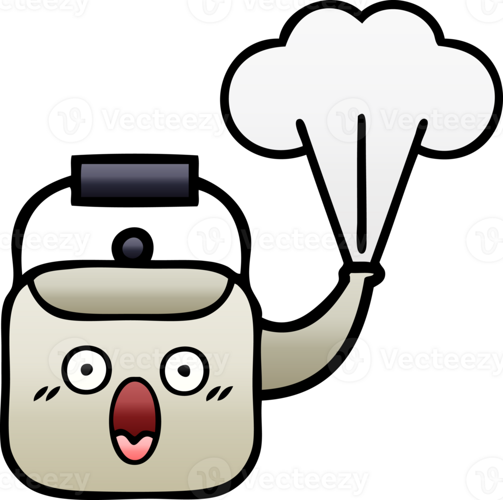 gradient shaded cartoon steaming kettle png