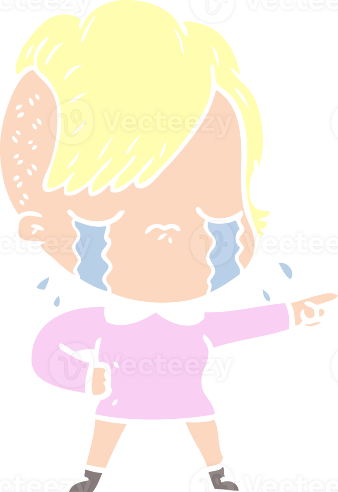 flat color style cartoon crying girl png