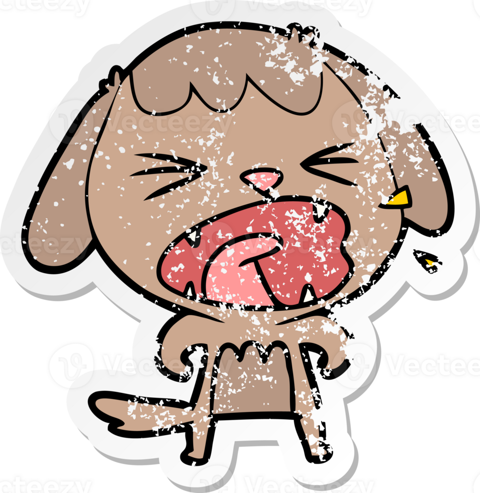 distressed sticker of a cute cartoon dog png