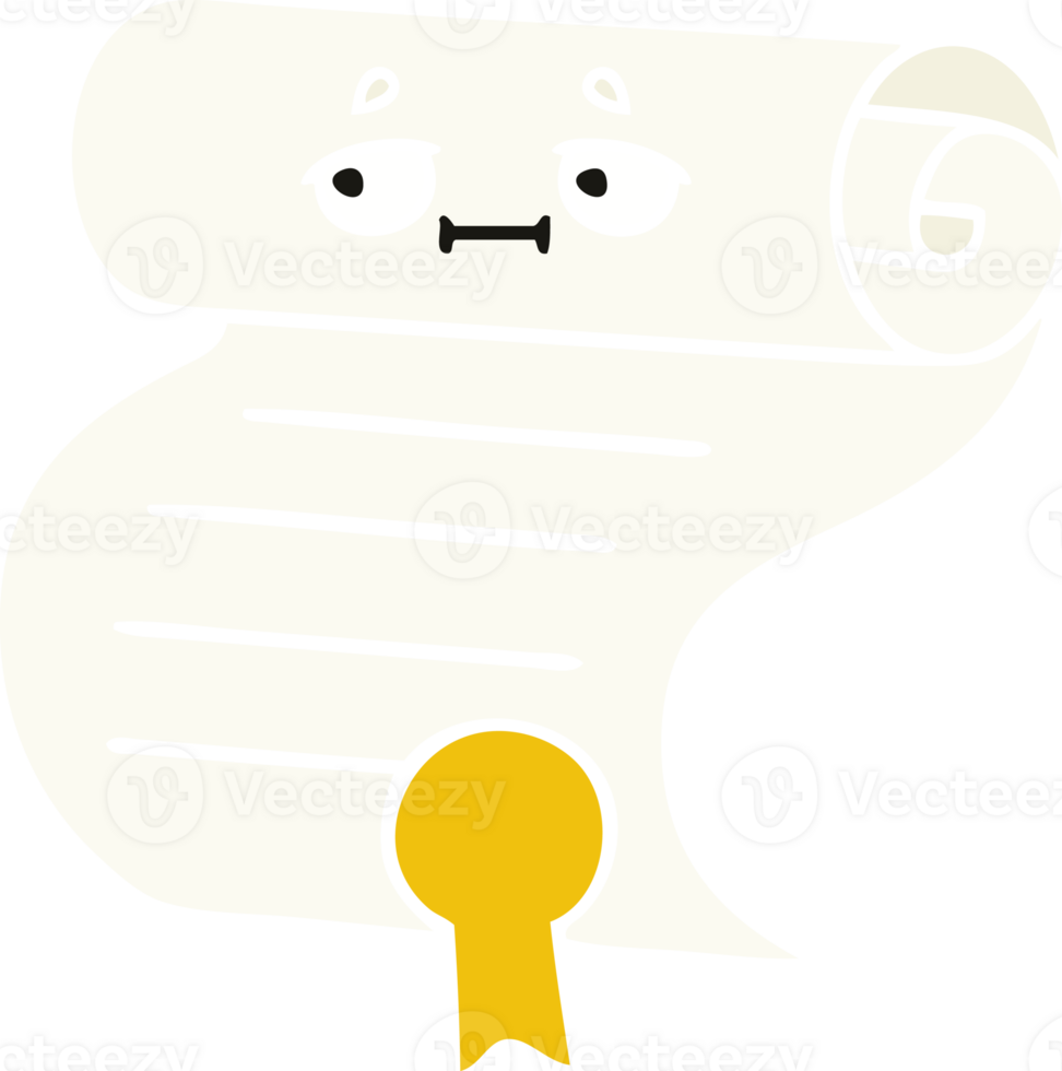 flat color retro cartoon contract png