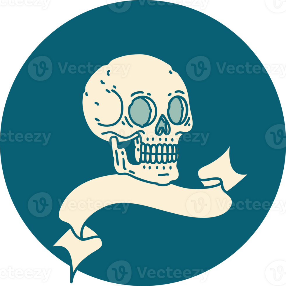 icon with banner of a skull png