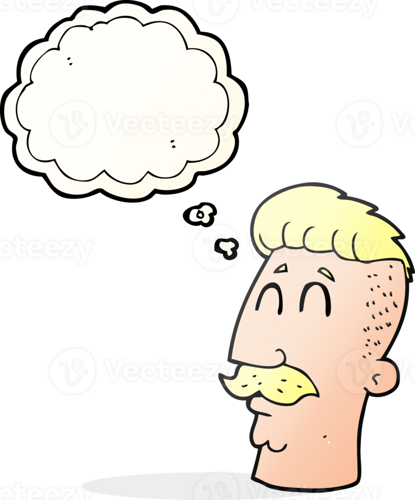 thought bubble cartoon man with hipster hair cut png