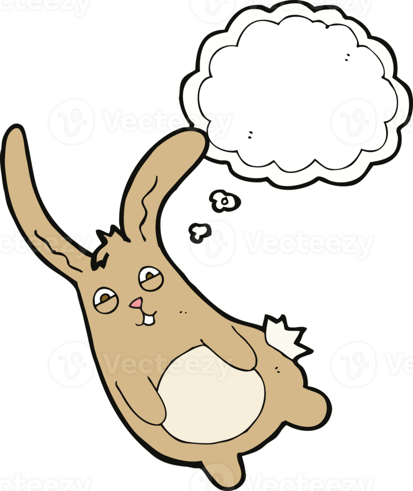 funny cartoon rabbit with thought bubble png