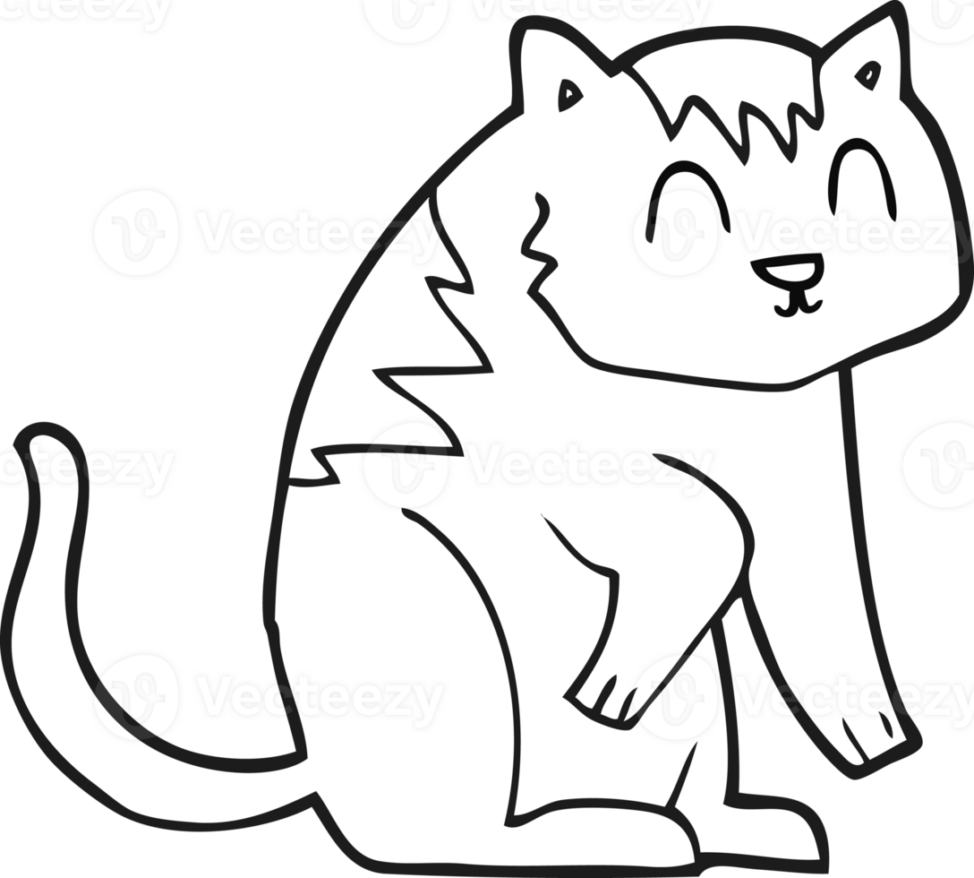 black and white cartoon cat png