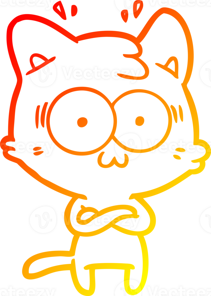 warm gradient line drawing cartoon surprised cat png