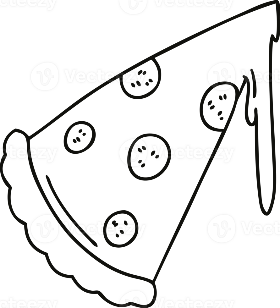 quirky line drawing cartoon slice of pizza png