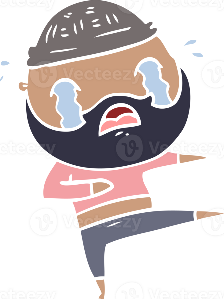 flat color style cartoon bearded dancer crying png