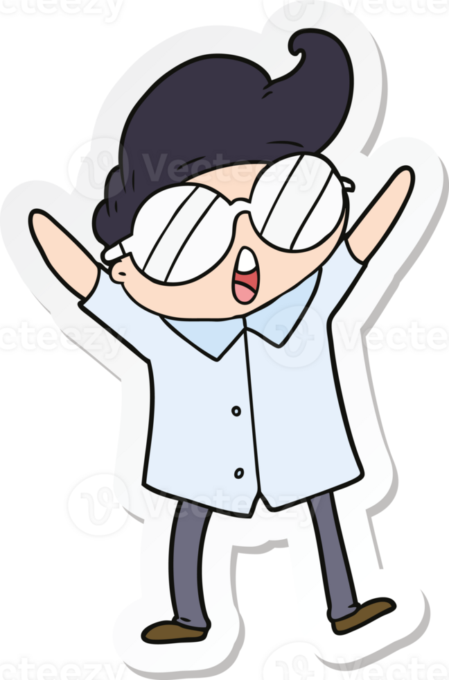 sticker of a cartoon boy wearing spectacles png