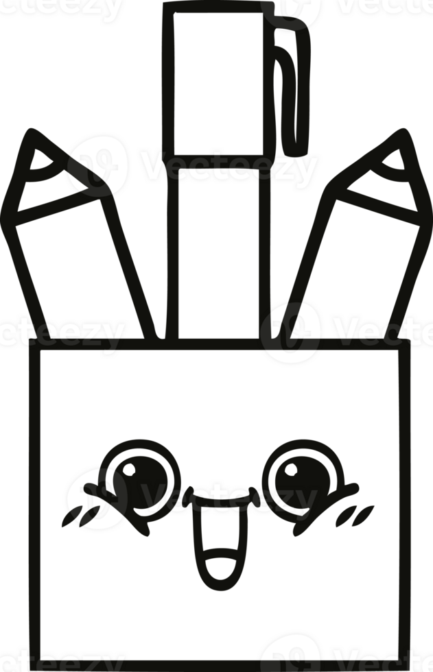 line drawing cartoon pencil pot png