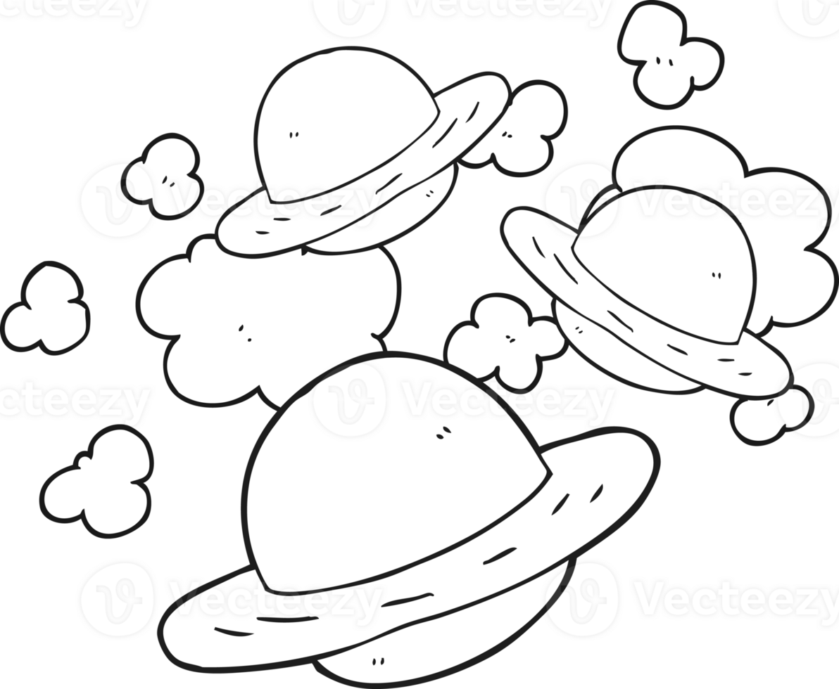 black and white cartoon planets png