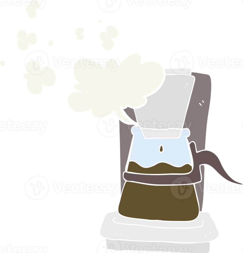 flat color illustration of a cartoon drip filter coffee maker png