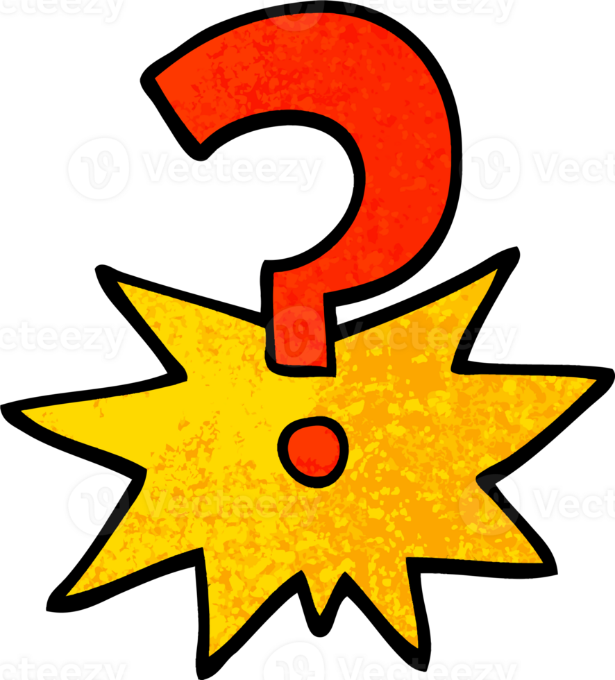 grunge textured illustration cartoon question mark png