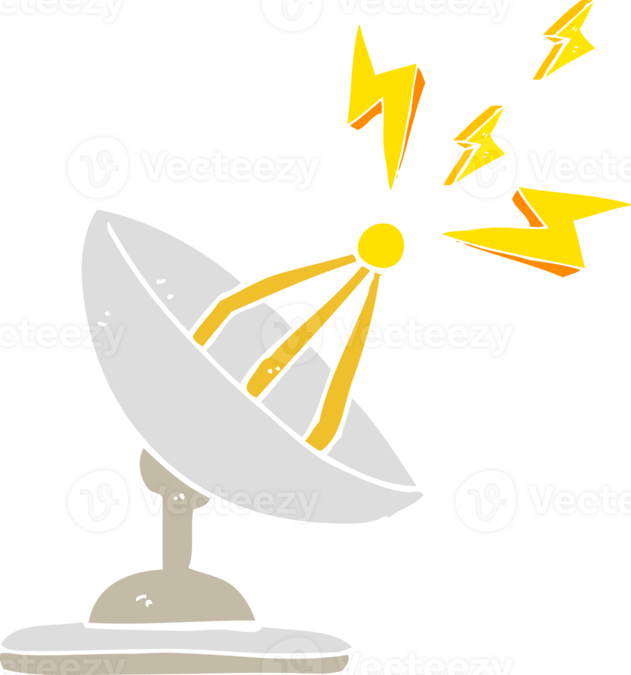 flat color illustration of a cartoon satellite dish png