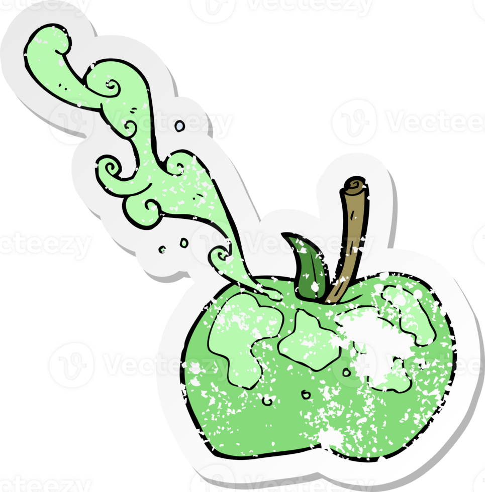 retro distressed sticker of a cartoon apple png