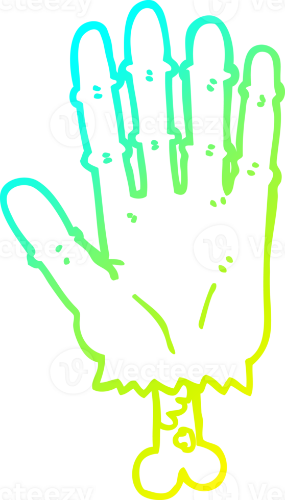 cold gradient line drawing cartoon zombie hand png