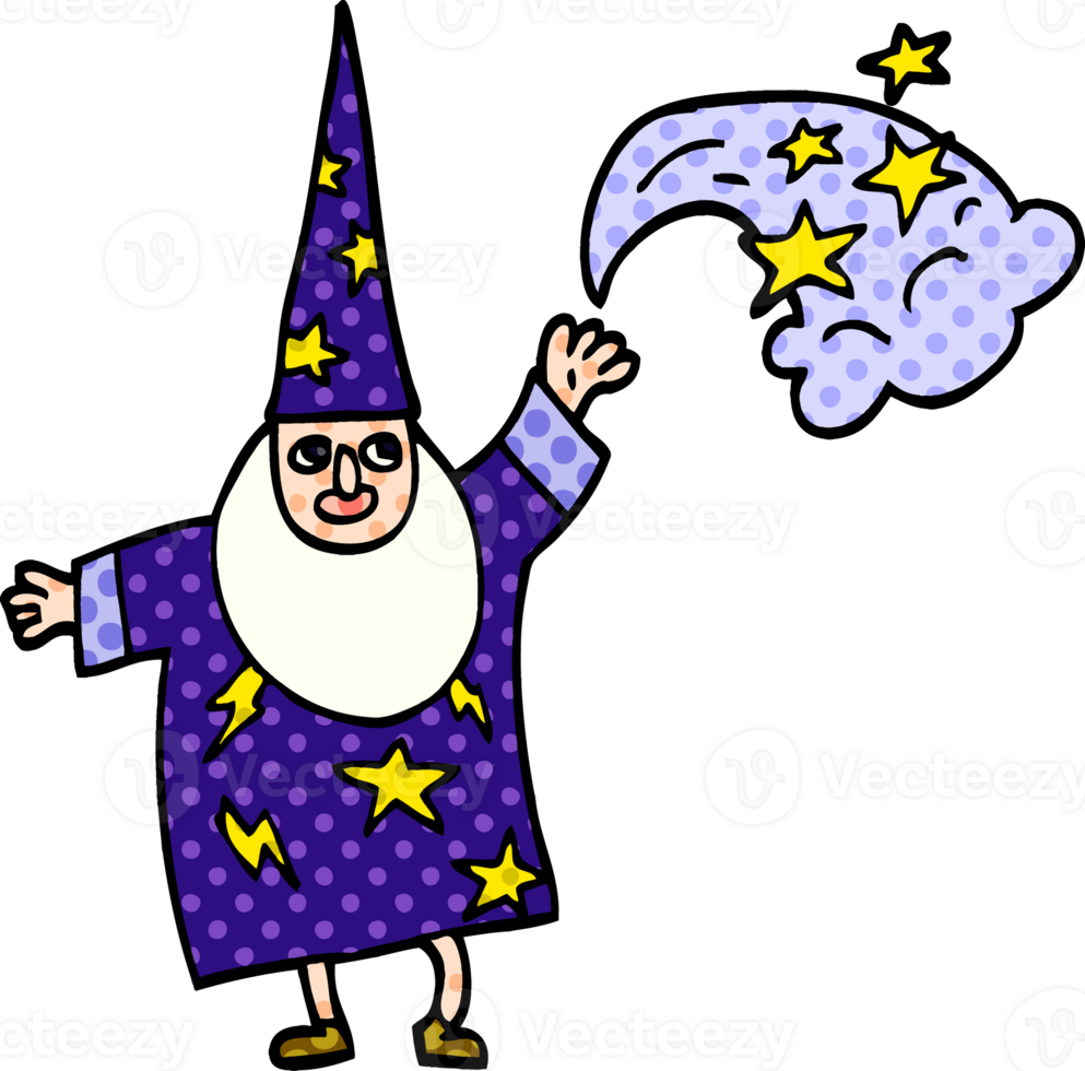 cartoon doodle wizard casting spell png
