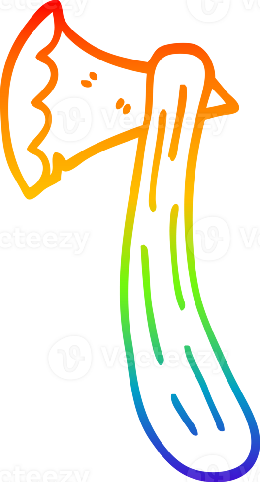 rainbow gradient line drawing cartoon axe png