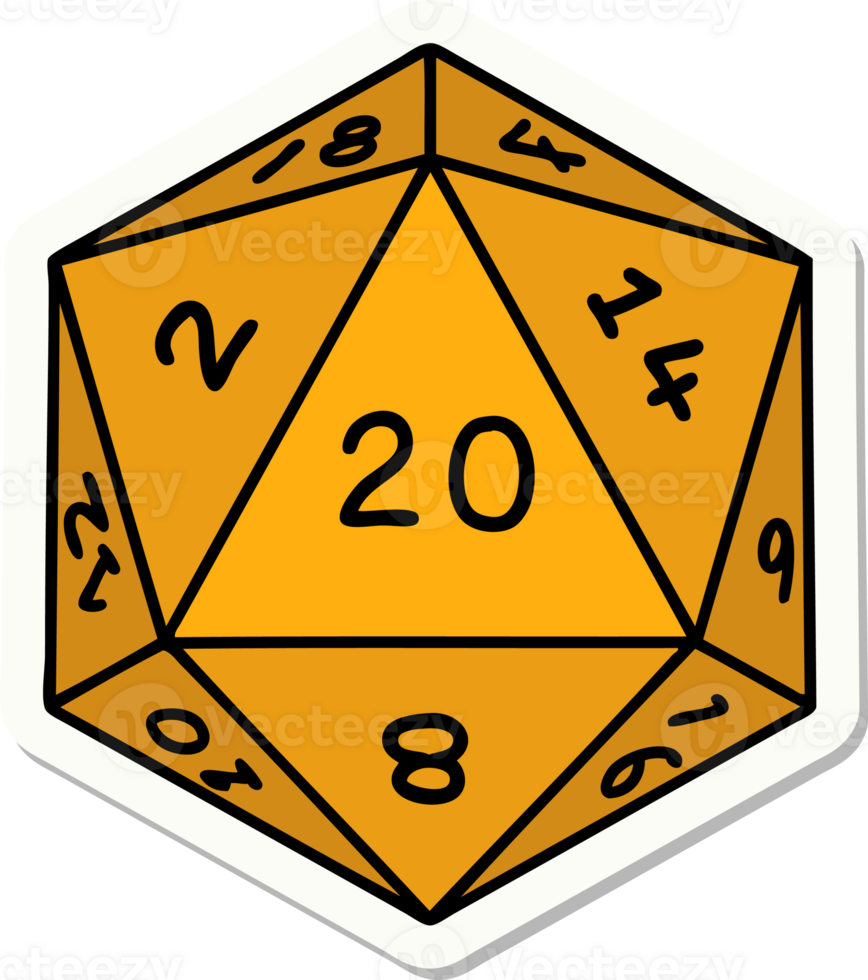 natural 20 D20 dice roll sticker png
