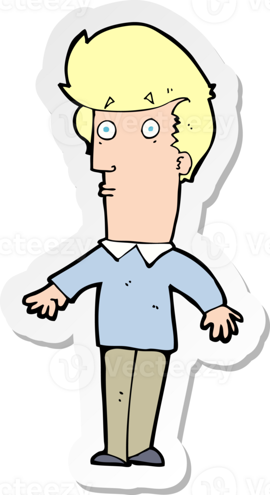 sticker of a cartoon startled man png