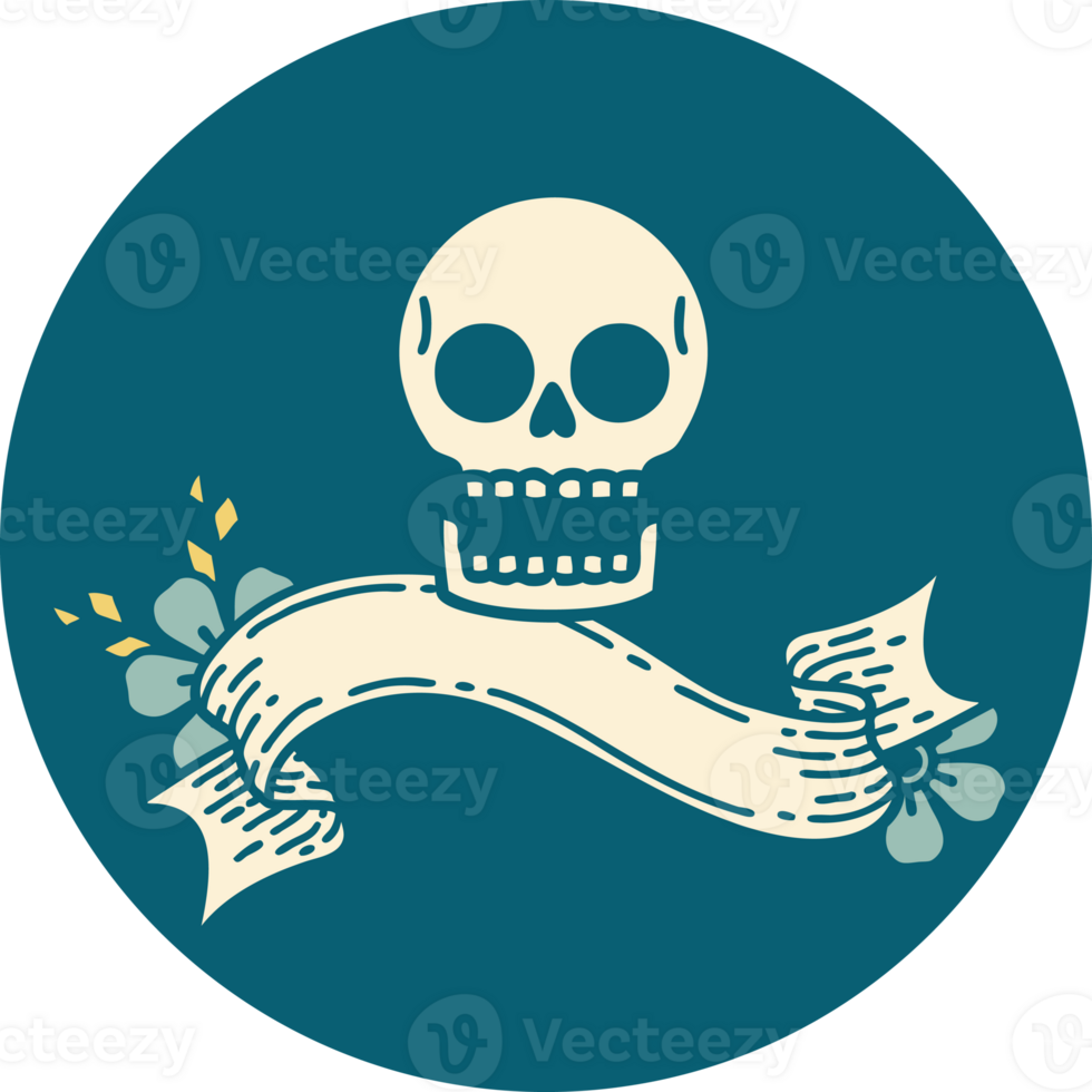 icon with banner of a skull png