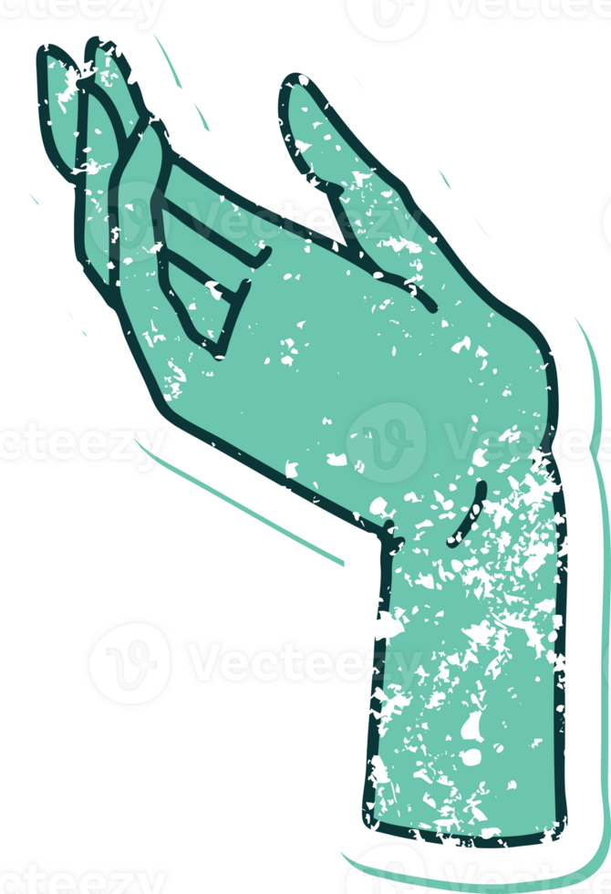 distressed sticker tattoo style icon of a hand png