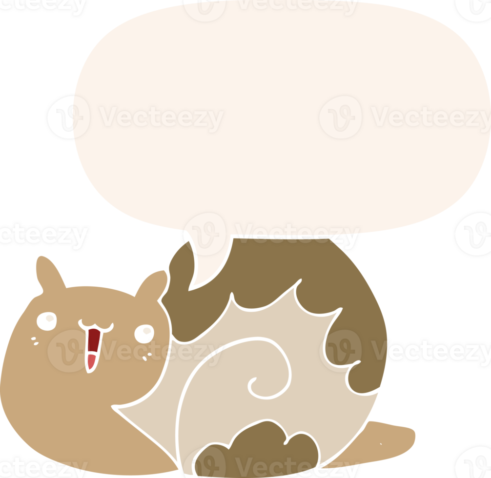 cute cartoon snail and speech bubble in retro style png