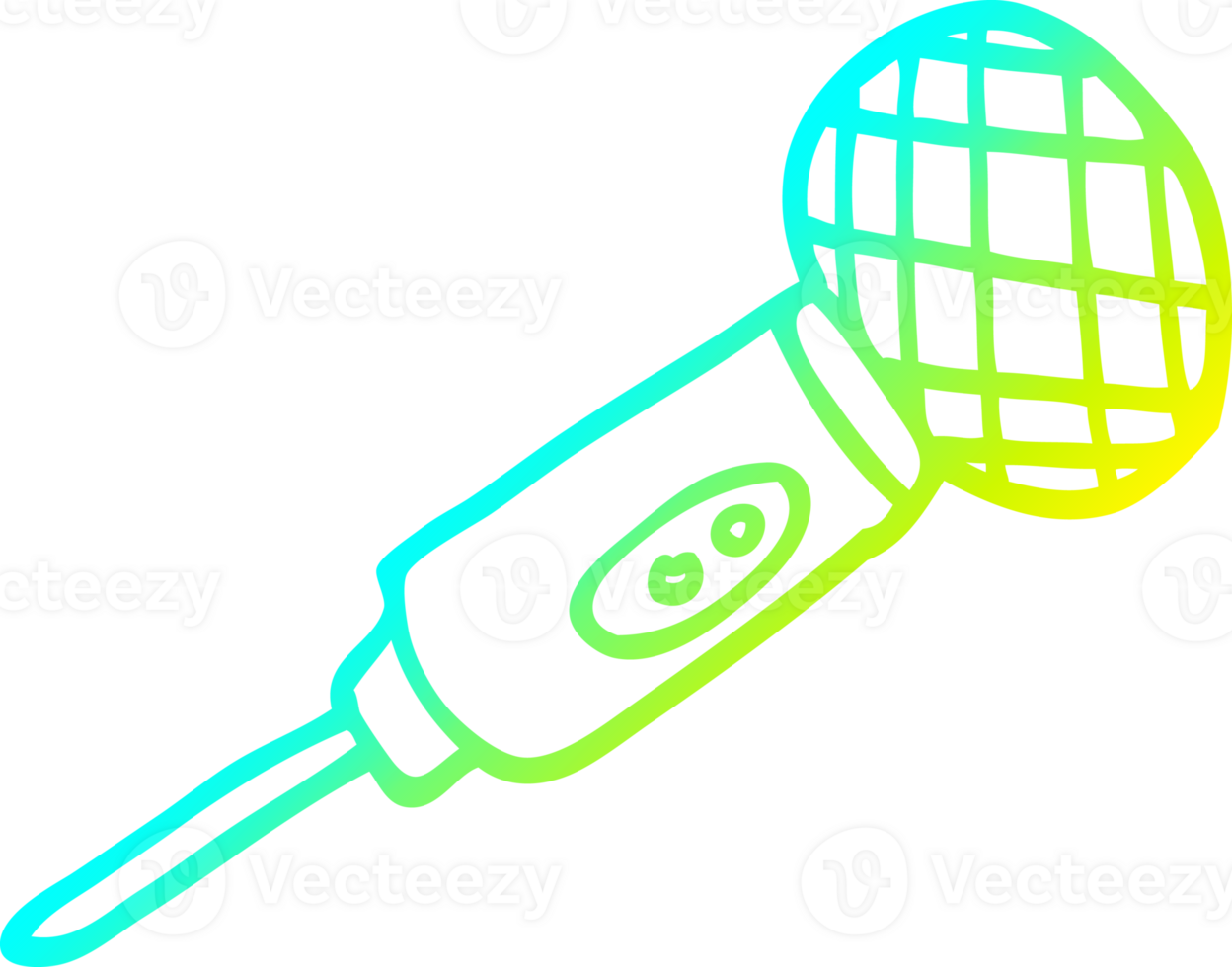 cold gradient line drawing cartoon microphone png