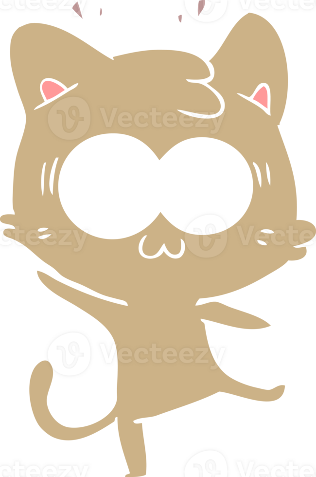 flat color style cartoon surprised cat png
