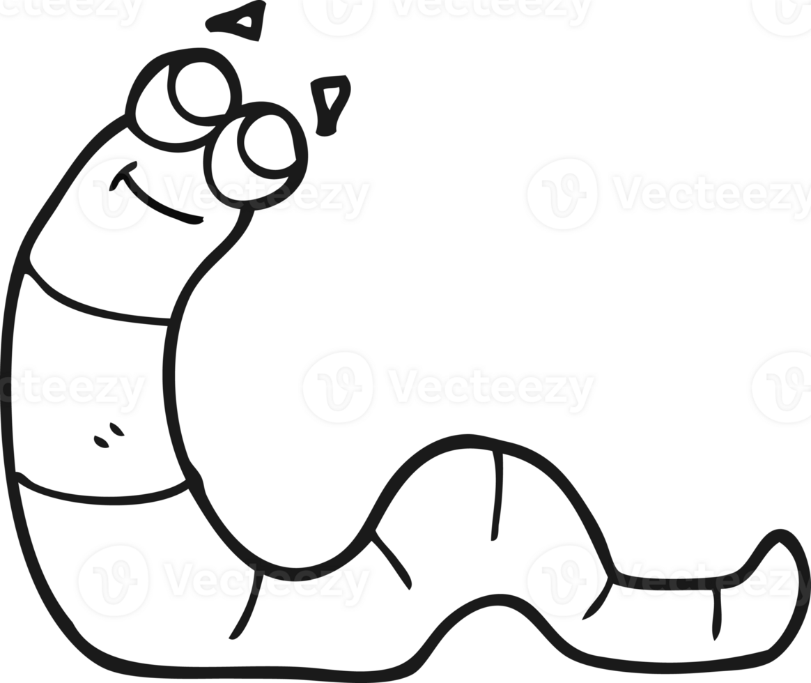 black and white cartoon worm png