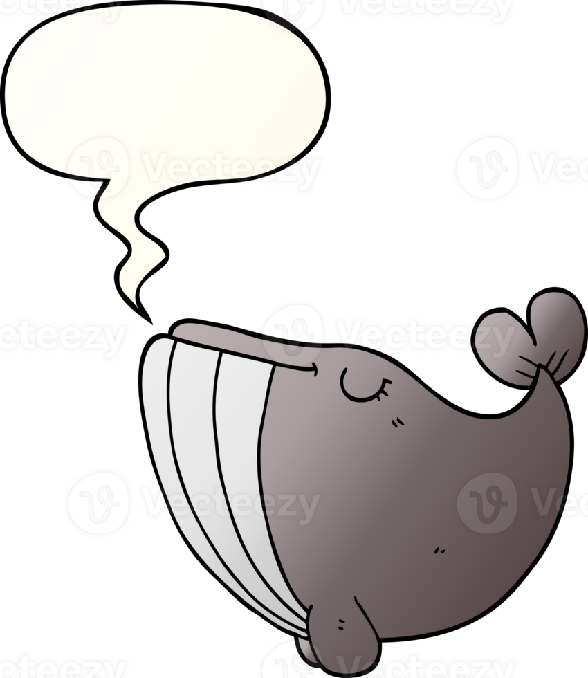 cartoon whale and speech bubble in smooth gradient style png