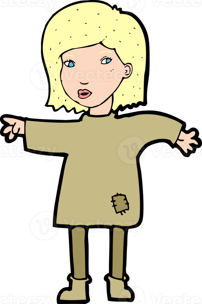 cartoon woman in patched clothing png