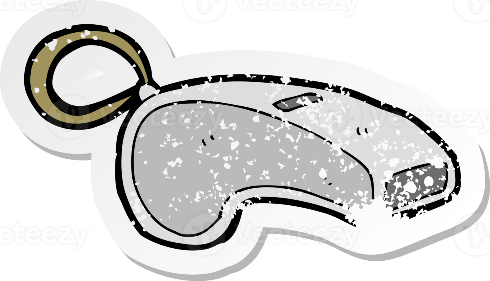 retro distressed sticker of a cartoon whistle png