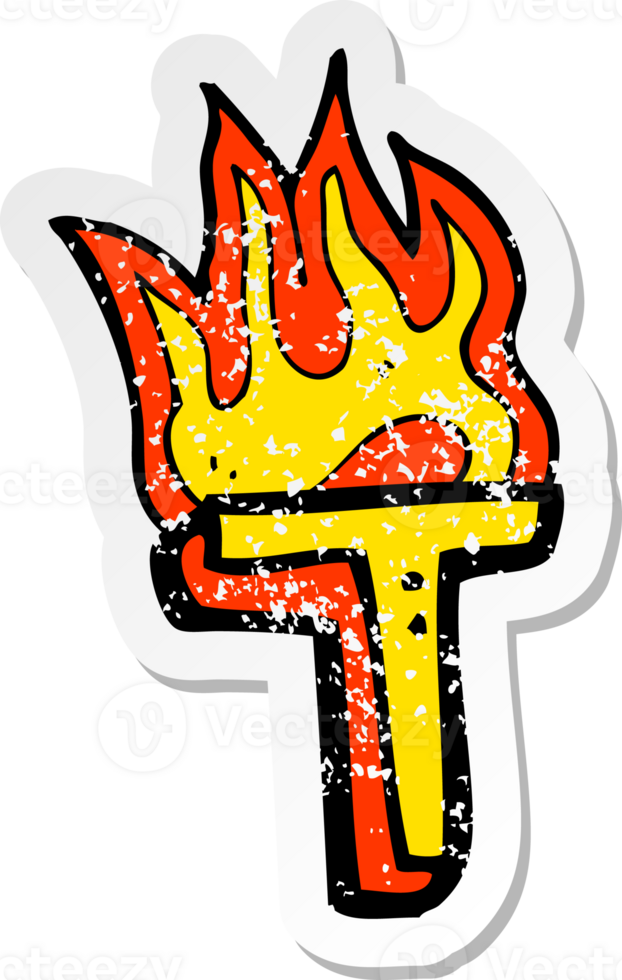 retro distressed sticker of a cartoon flaming letter png