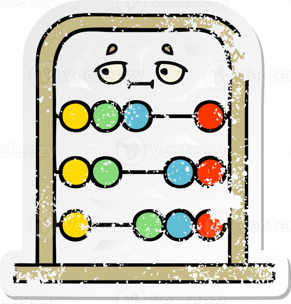 distressed sticker of a cute cartoon abacus png