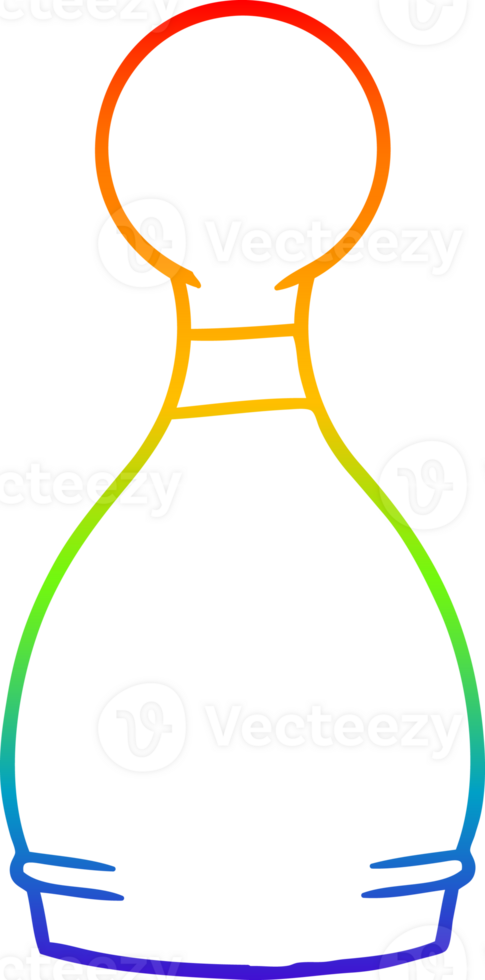 rainbow gradient line drawing cartoon bowling pin png