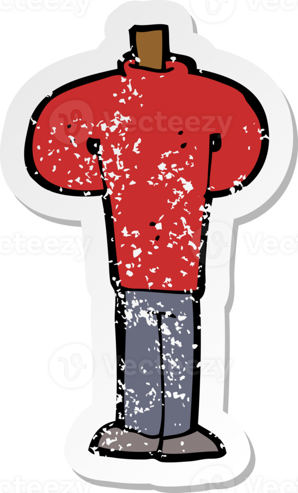 retro distressed sticker of a cartoon body standing still png