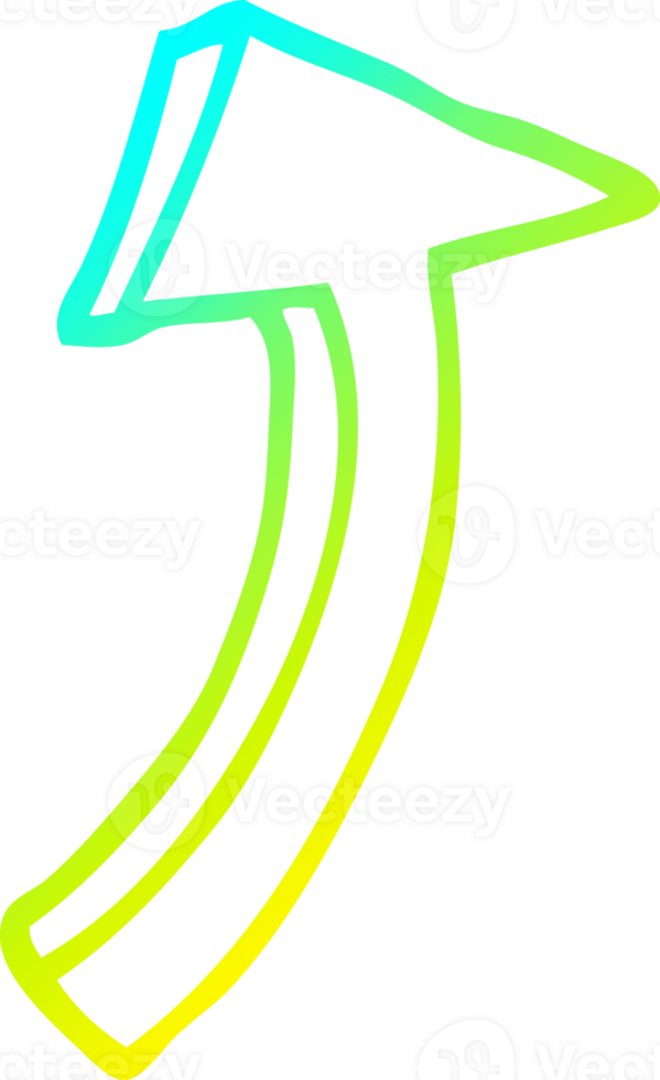 cold gradient line drawing cartoon pointing arrow png
