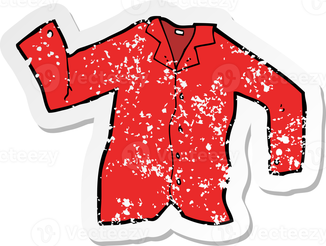 retro distressed sticker of a cartoon shirt png